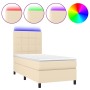 Cama box spring colchón y luces LED tela crema 80x200 cm de , Camas y somieres - Ref: Foro24-3134834, Precio: 321,24 €, Descu...
