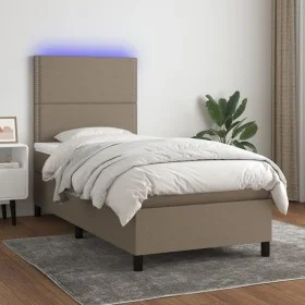 Cama box spring colchón y luces LED gris taupe 80x200 cm de , Camas y somieres - Ref: Foro24-3134753, Precio: 343,82 €, Descu...