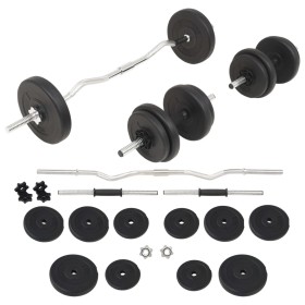 Juego de barras y pesas 30 kg de vidaXL, Peso libre - Ref: Foro24-91400, Precio: 116,31 €, Descuento: %