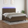 Cama box spring colchón luces LED tela marrón oscuro 160x200cm de , Camas y somieres - Ref: Foro24-3134808, Precio: 536,24 €,...