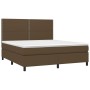 Cama box spring colchón luces LED tela marrón oscuro 160x200cm de , Camas y somieres - Ref: Foro24-3134808, Precio: 536,24 €,...