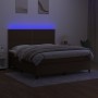 Cama box spring colchón luces LED tela marrón oscuro 160x200cm de , Camas y somieres - Ref: Foro24-3134808, Precio: 536,24 €,...