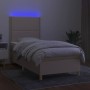 Cama box spring colchón y luces LED tela color crema 90x190 cm de , Camas y somieres - Ref: Foro24-3135322, Precio: 337,94 €,...