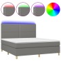 Cama box spring colchón y luces LED tela gris oscuro 180x200 cm de , Camas y somieres - Ref: Foro24-3135374, Precio: 595,90 €...
