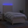 Cama box spring colchón y luces LED tela crema 80x200 cm de , Camas y somieres - Ref: Foro24-3135554, Precio: 336,44 €, Descu...