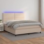 Cama box spring colchón LED cuero sintético capuchino 180x200cm de , Camas y somieres - Ref: Foro24-3135902, Precio: 626,73 €...