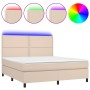 Cama box spring colchón LED cuero sintético capuchino 180x200cm de , Camas y somieres - Ref: Foro24-3135902, Precio: 626,73 €...