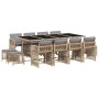 Set comedor de jardín con cojines 13 pzas ratán sintético beige en Conjuntos de jardín | Comprar online en Foru.es