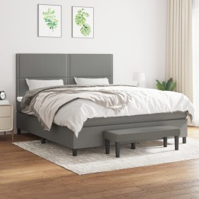 Cama box spring con colchón tela gris oscuro 180x200 cm de , Camas y somieres - Ref: Foro24-3136534, Precio: 648,21 €, Descue...