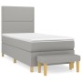 Cama box spring con colchón tela gris claro 90x190 cm de , Camas y somieres - Ref: Foro24-3137037, Precio: 323,51 €, Descuent...