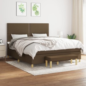 Cama box spring con colchón tela marrón oscuro 180x200 cm de , Camas y somieres - Ref: Foro24-3137096, Precio: 617,16 €, Desc...