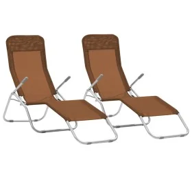 Tumbonas plegables 2 unidades textilene gris topo de vidaXL, Tumbonas - Ref: Foro24-44341, Precio: 133,97 €, Descuento: %