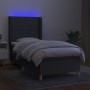 Cama box spring colchón y luces LED tela gris oscuro 90x200 cm de , Camas y somieres - Ref: Foro24-3138766, Precio: 364,03 €,...