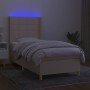 Cama box spring colchón y luces LED tela crema 80x200 cm de , Camas y somieres - Ref: Foro24-3138834, Precio: 335,18 €, Descu...