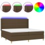 Cama box spring colchón luces LED tela marrón oscuro 200x200 cm de , Camas y somieres - Ref: Foro24-3138984, Precio: 680,52 €...