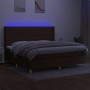 Cama box spring colchón luces LED tela marrón oscuro 200x200 cm de , Camas y somieres - Ref: Foro24-3138984, Precio: 680,52 €...