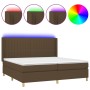 Cama box spring colchón luces LED tela marrón oscuro 200x200 cm de , Camas y somieres - Ref: Foro24-3139064, Precio: 668,63 €...