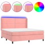 Cama box spring colchón y LED terciopelo rosa 160x200 cm de , Camas y somieres - Ref: Foro24-3139516, Precio: 560,82 €, Descu...