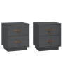 Mesitas de noche 2 uds madera maciza pino gris 40x34x45 cm de vidaXL, Mesitas de noche - Ref: Foro24-818330, Precio: 97,31 €,...