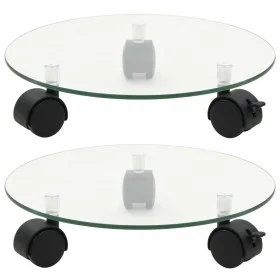 Wheeled support for round tempered glass pots 28cm 2 units by vidaXL, Pot stands - Ref: Foro24-245691, Price: 24,51 €, Discou...