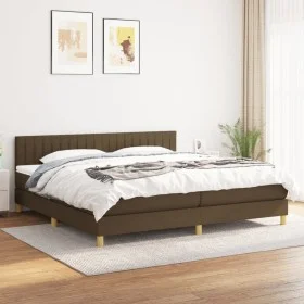 Box spring bed with dark brown fabric mattress 200x200 cm by , Beds and slatted bases - Ref: Foro24-3140804, Price: 586,09 €,...