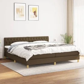 Cama box spring con colchón tela marrón oscuro 200x200 cm de , Camas y somieres - Ref: Foro24-3140884, Precio: 614,20 €, Desc...