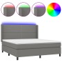 Cama box spring colchón y luces LED tela gris oscuro 180x200 cm de , Camas y somieres - Ref: Foro24-3138254, Precio: 622,82 €...