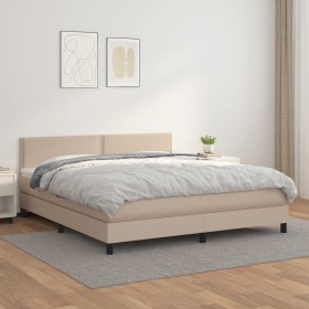 Cama box spring con colchón cuero sintético capuchino 180x200cm de , Camas y somieres - Ref: Foro24-3141082, Precio: 527,34 €...