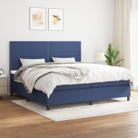 Cama box spring con colchón tela azul 200x200 cm de , Camas y somieres - Ref: Foro24-3141727, Precio: 658,02 €, Descuento: %