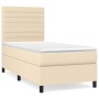 Cama box spring con colchón tela color crema 80x200 cm de , Camas y somieres - Ref: Foro24-3141814, Precio: 327,69 €, Descuen...