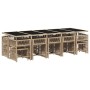 Set comedor de jardín con cojines 15 pzas ratán sintético beige en Conjuntos de jardín | Comprar online en Foru.es