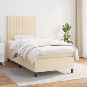 Cama box spring con colchón tela color crema 80x200 cm de , Camas y somieres - Ref: Foro24-3141894, Precio: 327,81 €, Descuen...