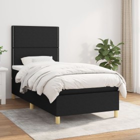 Cama box spring con colchón tela negro 100x200 cm de , Camas y somieres - Ref: Foro24-3142235, Precio: 327,09 €, Descuento: %