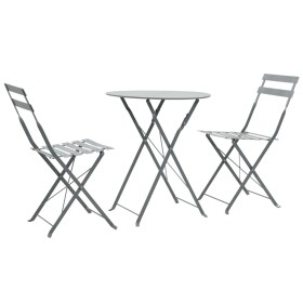 Mesa y sillas bistró de jardín 3 piezas acero gris de vidaXL, Conjuntos de jardín - Ref: Foro24-44355, Precio: 144,53 €, Desc...