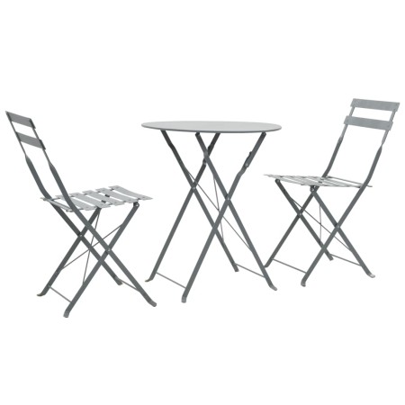 Mesa y sillas bistró de jardín 3 piezas acero gris de vidaXL, Conjuntos de jardín - Ref: Foro24-44355, Precio: 144,53 €, Desc...