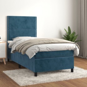 Cama box spring con colchón terciopelo azul oscuro 80x200 cm de , Camas y somieres - Ref: Foro24-3142933, Precio: 282,83 €, D...