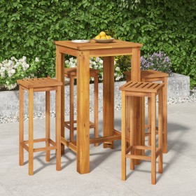 Mesa y taburetes altos de jardín 5 pzas madera maciza acacia de , Conjuntos de jardín - Ref: Foro24-3154387, Precio: 308,16 €...