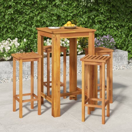 Mesa y taburetes altos de jardín 5 pzas madera maciza acacia de , Conjuntos de jardín - Ref: Foro24-3154387, Precio: 308,16 €...