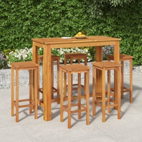 Mesa y taburetes altos de jardín 7 pzas madera maciza acacia de , Conjuntos de jardín - Ref: Foro24-3154393, Precio: 490,55 €...