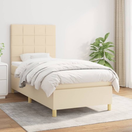 Cama box spring con colchón tela color crema 80x200 cm de , Camas y somieres - Ref: Foro24-3142294, Precio: 323,31 €, Descuen...