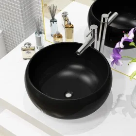 Lavabo redondo de cerámica negro 40x15 cm de vidaXL, Lavabos - Ref: Foro24-142735, Precio: 51,61 €, Descuento: %