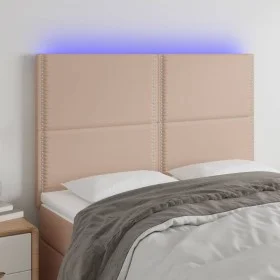 Cabecero luces LED cuero sintético capuchino 144x5x118/128cm de , Cabeceros y pies de cama - Ref: Foro24-3122379, Precio: 111...