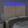 Cabecero luces LED cuero sintético capuchino 144x5x118/128cm de , Cabeceros y pies de cama - Ref: Foro24-3122379, Precio: 93,...
