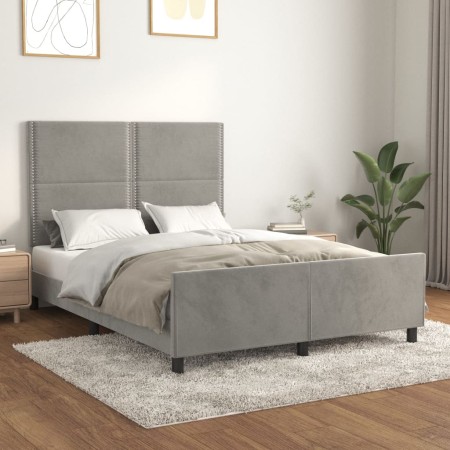Estructura de cama con cabecero terciopelo gris claro 140x190cm de , Camas y somieres - Ref: Foro24-3125690, Precio: 185,72 €...