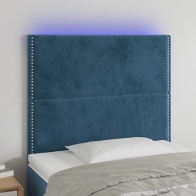 Cabecero con luces LED terciopelo azul oscuro 80x5x118/128 cm de , Cabeceros y pies de cama - Ref: Foro24-3122318, Precio: 64...