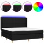 Cama box spring colchón y luces LED tela negro 180x200 cm de , Camas y somieres - Ref: Foro24-3138815, Precio: 633,88 €, Desc...
