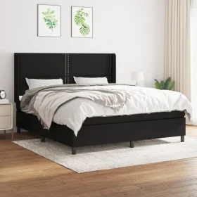 Cama box spring con colchón tela negro 180x200 cm de , Camas y somieres - Ref: Foro24-3131371, Precio: 599,92 €, Descuento: %