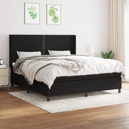 Cama box spring con colchón tela negro 180x200 cm de , Camas y somieres - Ref: Foro24-3131371, Precio: 611,41 €, Descuento: %