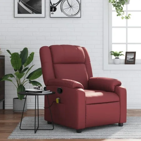 Sillón de masaje reclinable cuero sintético rojo tinto de , Sillones - Ref: Foro24-373533, Precio: 218,94 €, Descuento: %