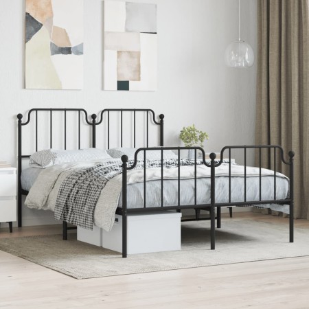 Estructura de cama con cabecero y estribo metal negro 135x190cm de , Camas y somieres - Ref: Foro24-373904, Precio: 99,14 €, ...